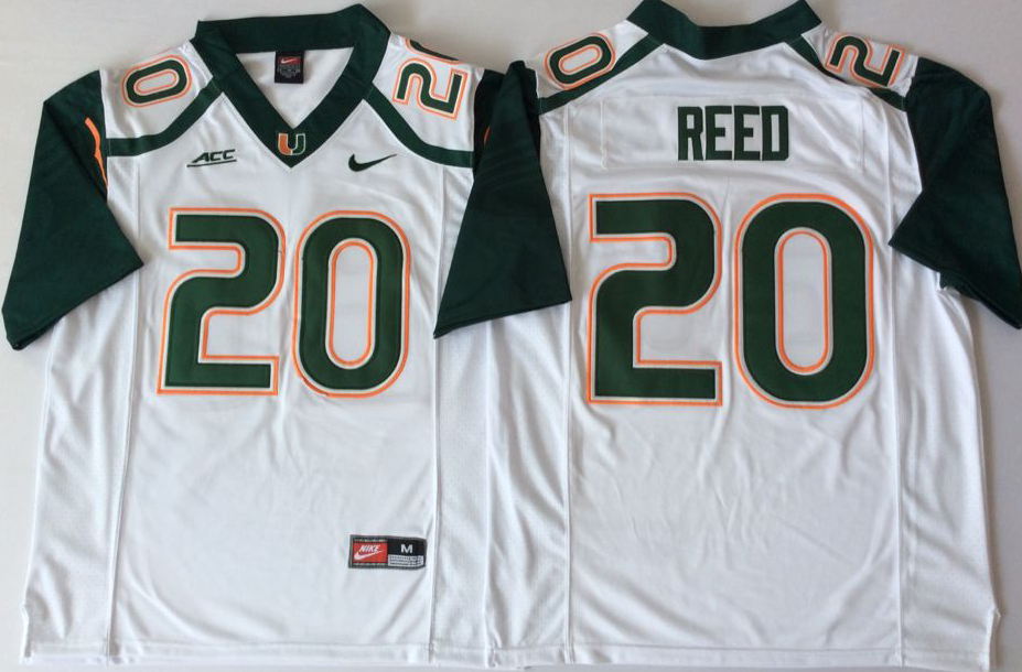 NCAA Men 2018 Miami Hurricanes White #20 REED